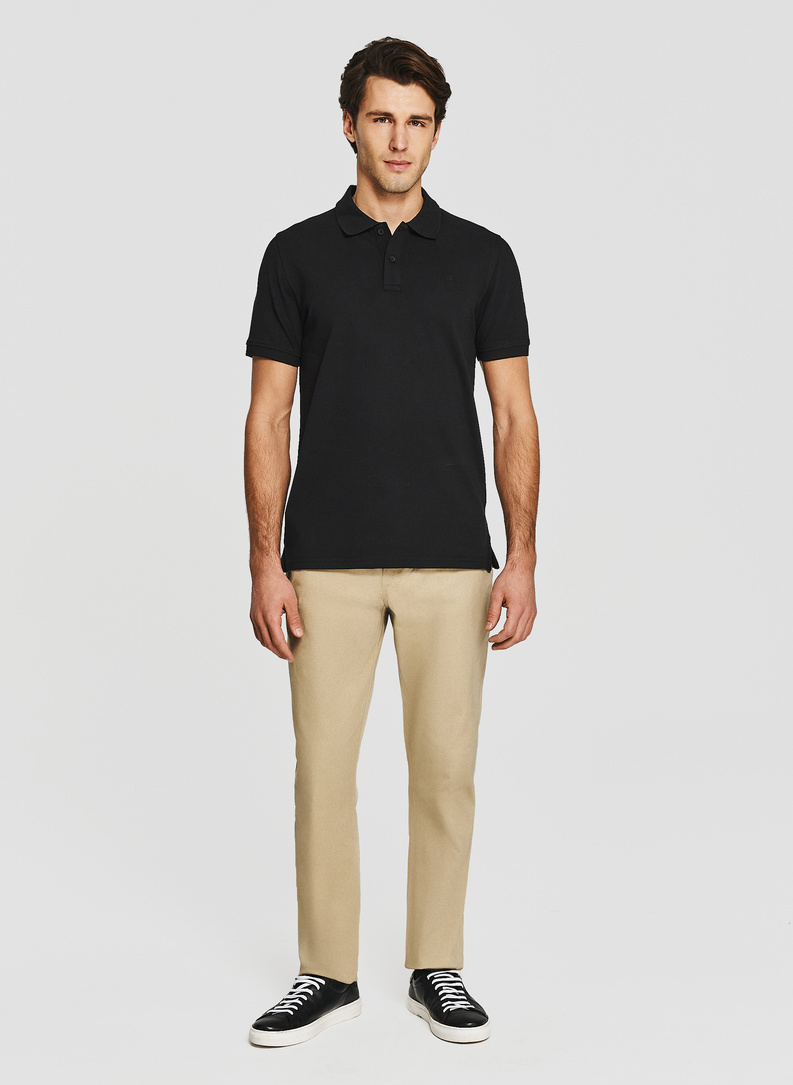 Czarne męskie polo z bawełny
