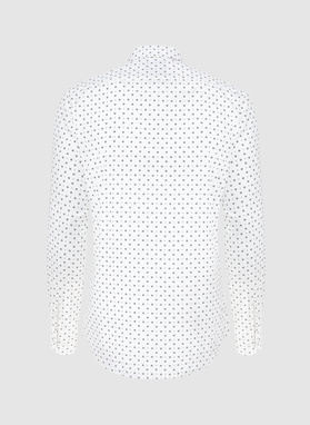 Biała koszula męska w drobny wzór o fasonie Slim Fit