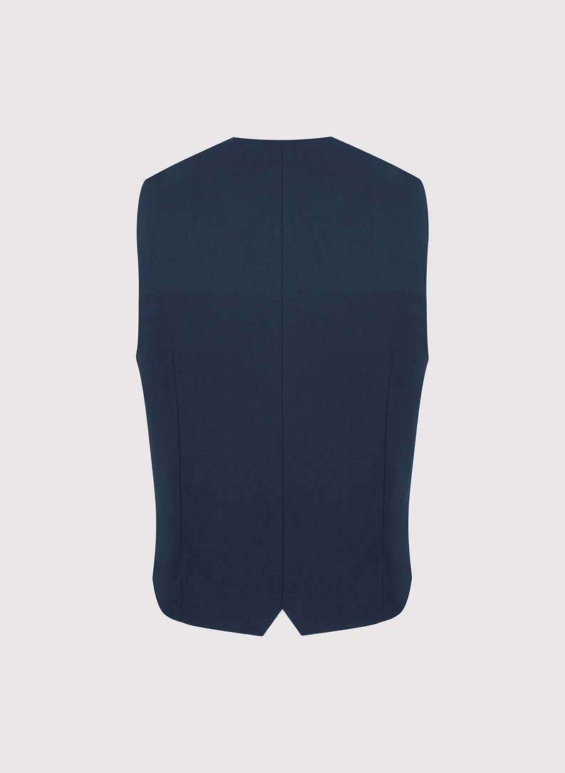 Granatowa dwurzędowa kamizelka męska 