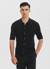 Czarne swetrowe polo z lnem