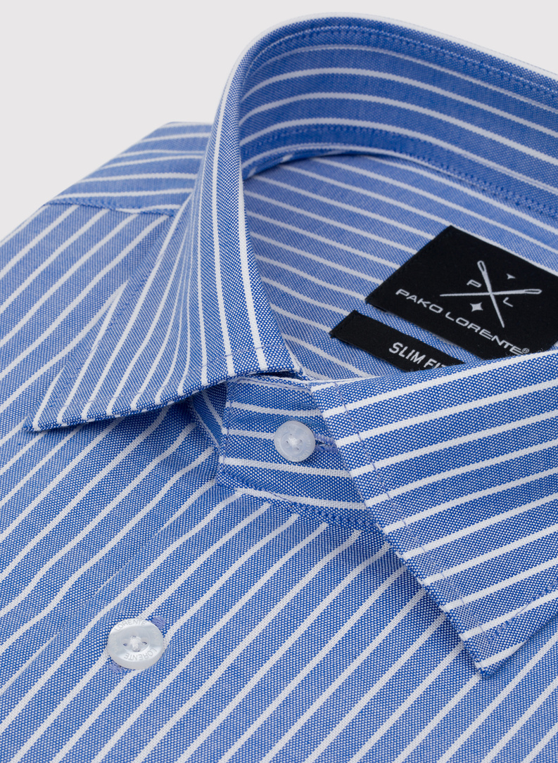 Niebieska koszula męska w paski