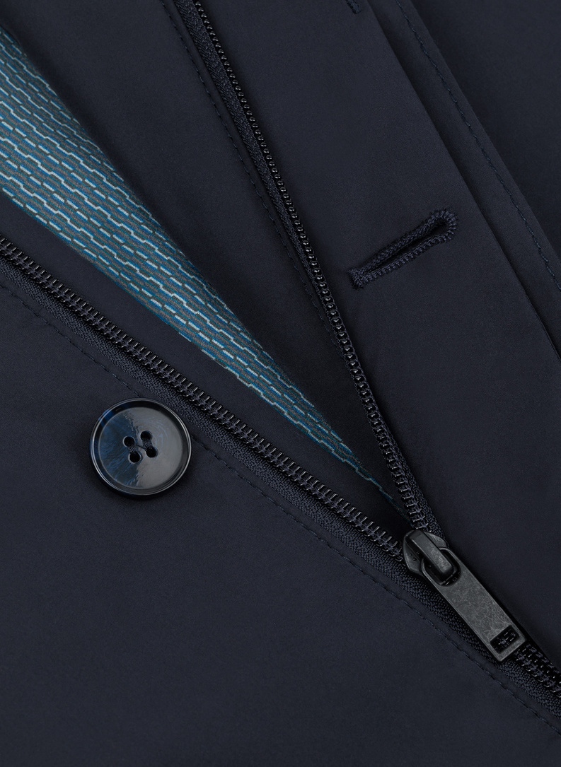 Granatowy przejściowy płaszcz męski