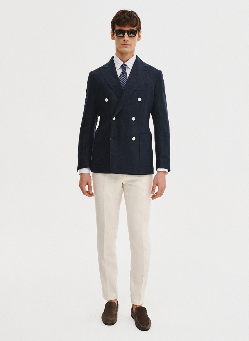 Lniana marynarka dwurzędowa