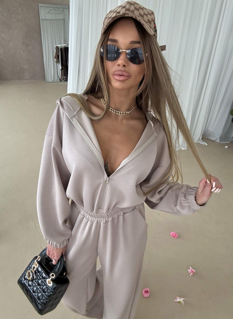 Kombinezon damski MODA wiskoza kolor beżowy