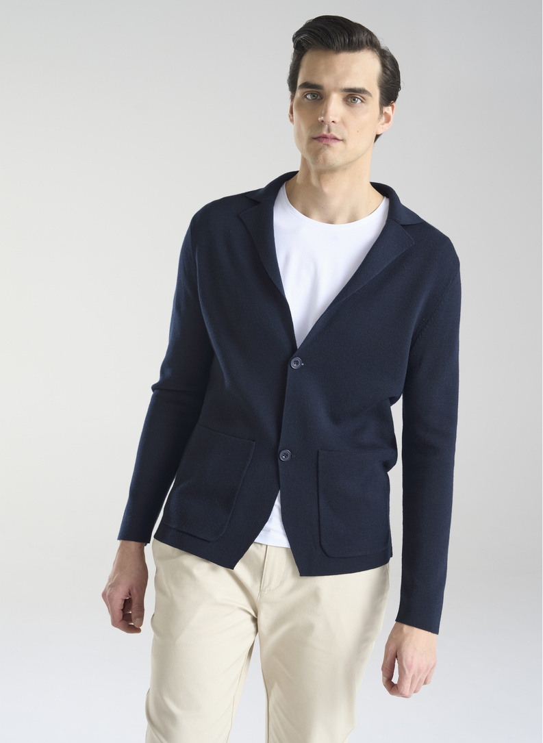 Dzianinowa wełniana marynarka męska 