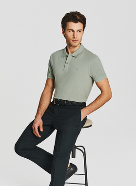 Oliwkowe męskie polo z bawełny