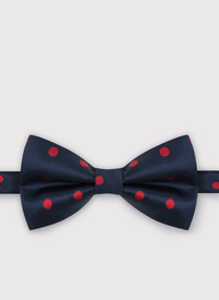 Granatowa muszka męska w czerwone kropki