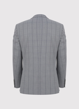 Szary garnitur w kratę Windowpane