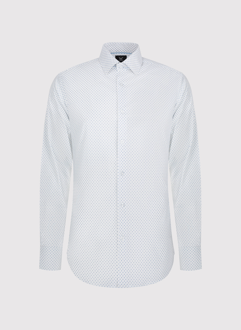 Biała koszula męska w mikrowzór