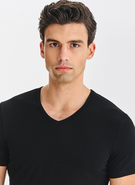 T-shirt v-neck w czarnym kolorze, dwupak