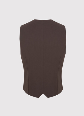 Brązowa dwurzędowa kamizelka męska