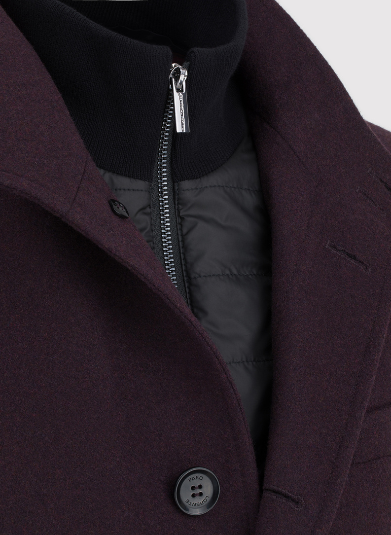 Wełniany płaszcz męski w kolorze bordowym