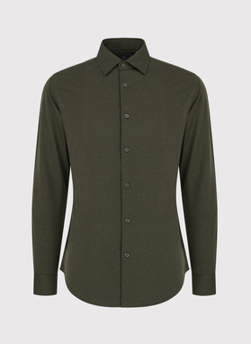 Ciemna zielona bawełniana koszula męska