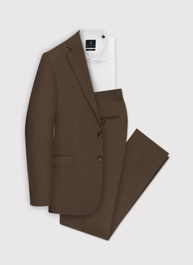 Dwuczęściowy brązowy garnitur męski