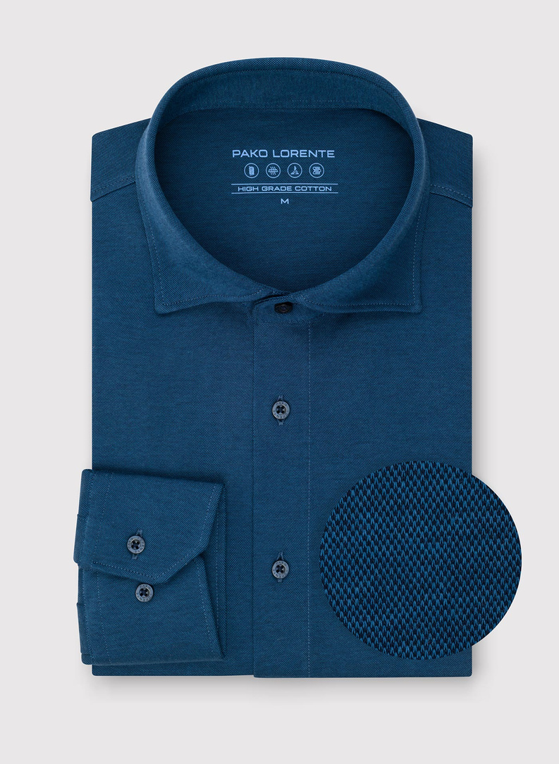 Granatowa dzianinowa koszula męska