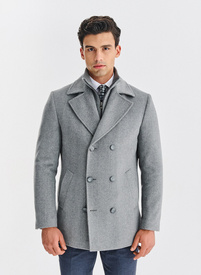Wełniany dwurzędowy płaszcz męski