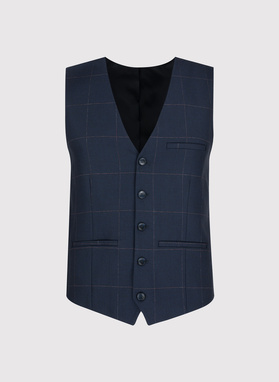 Granatowa kamizelka garniturowa w kratę Windowpane