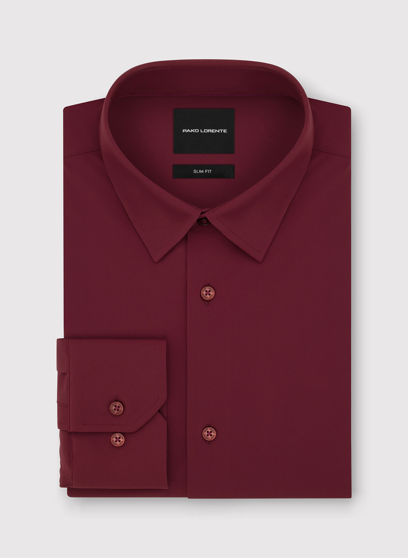 Bordowa dzianinowa koszula męska