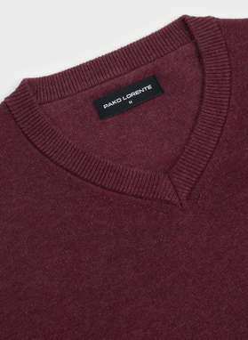 Bordowy sweter v-neck