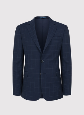 Granatowa marynarka garniturowa w delikatną kratę