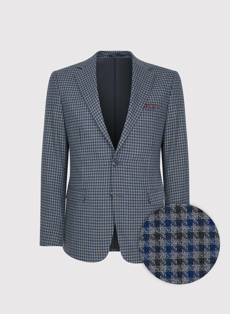 Granatowa marynarka w drobną kratę