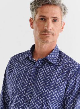 Męska granatowa koszula w kwiatki