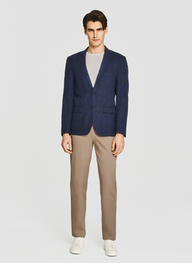 Granatowa marynarka casual z lnem