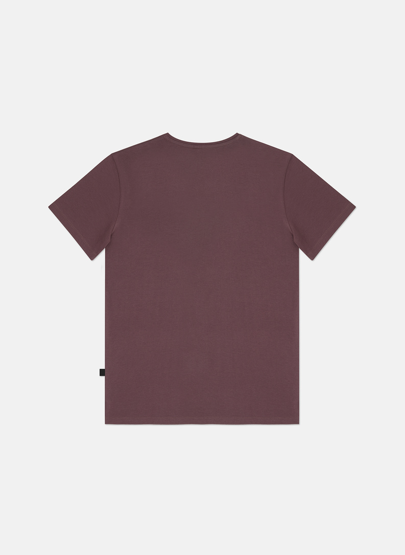 Bordowy gładki t-shirt v-neck