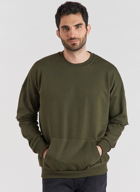 BLUZA Z OKRĄGŁYM DEKOLTEM - ZIELONA P20WF-2B-015-Z