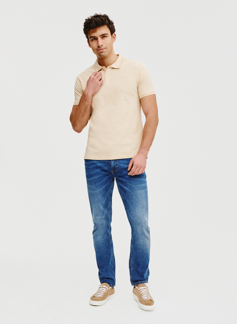 T-shirt polo w kolorze beżowym