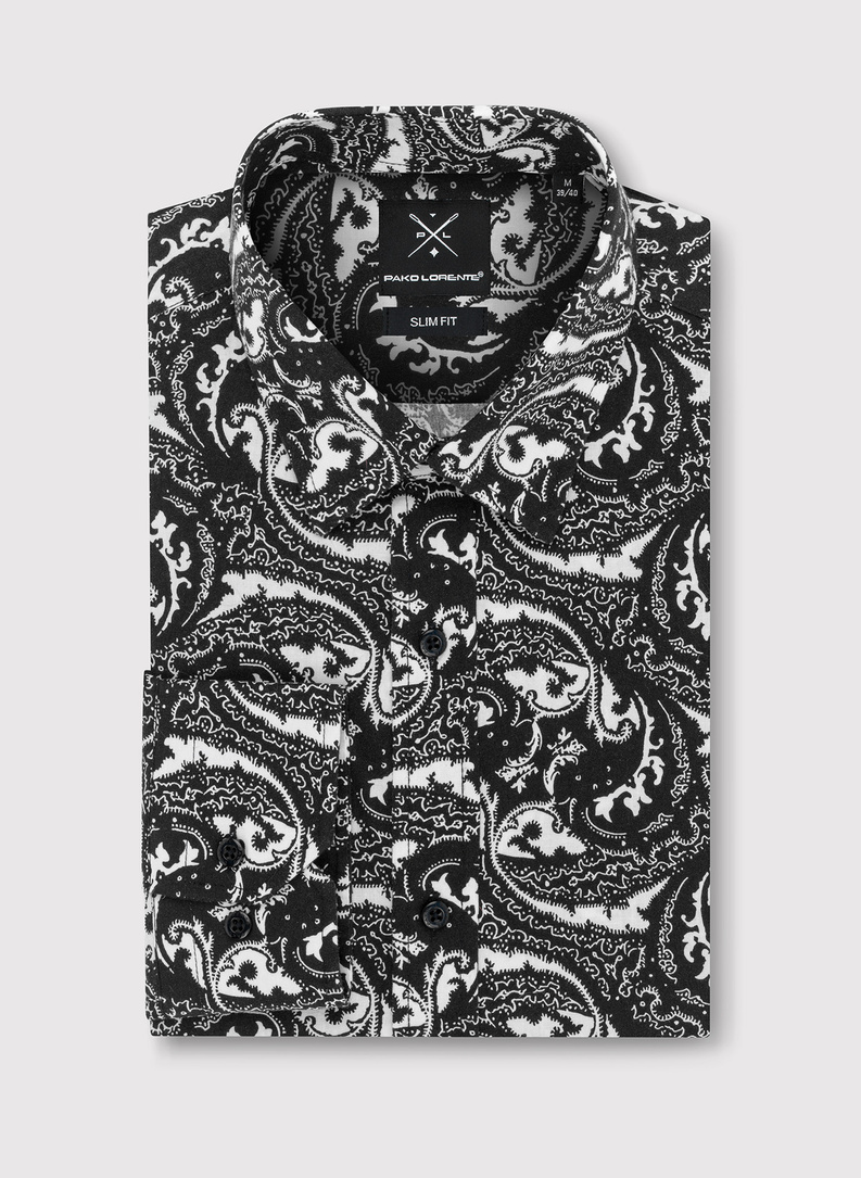 Czarna koszula w oryginalny wzór