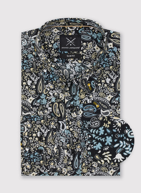 Czarna koszula męska we wzór paisley