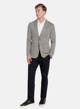 Szara marynarka w pepitkę z dzianiny