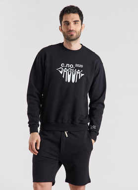 Czarna bluza oversize z okrągłym dekoltem C21SF-2B-002-C