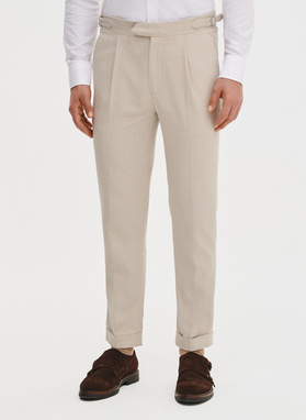 Beżowe spodnie męskie z lnem
