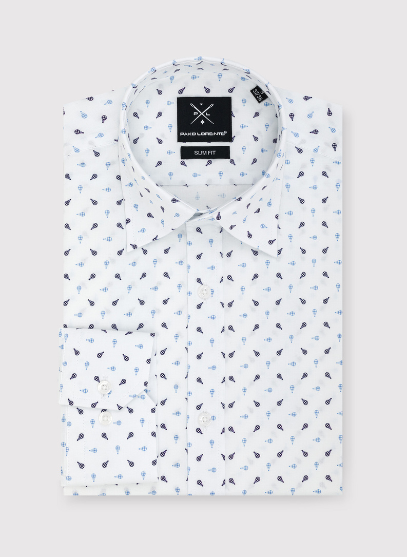 Biała koszula męska w drobny wzór