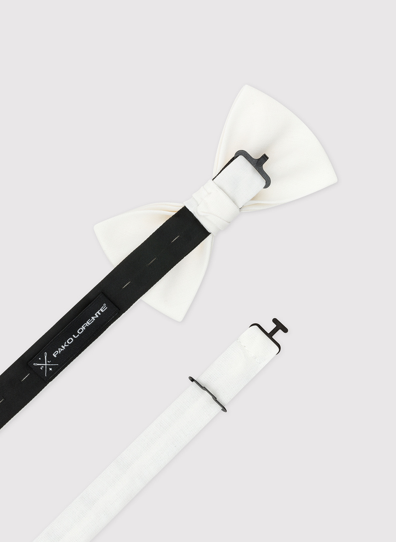 Beżowa gładka muszka męska