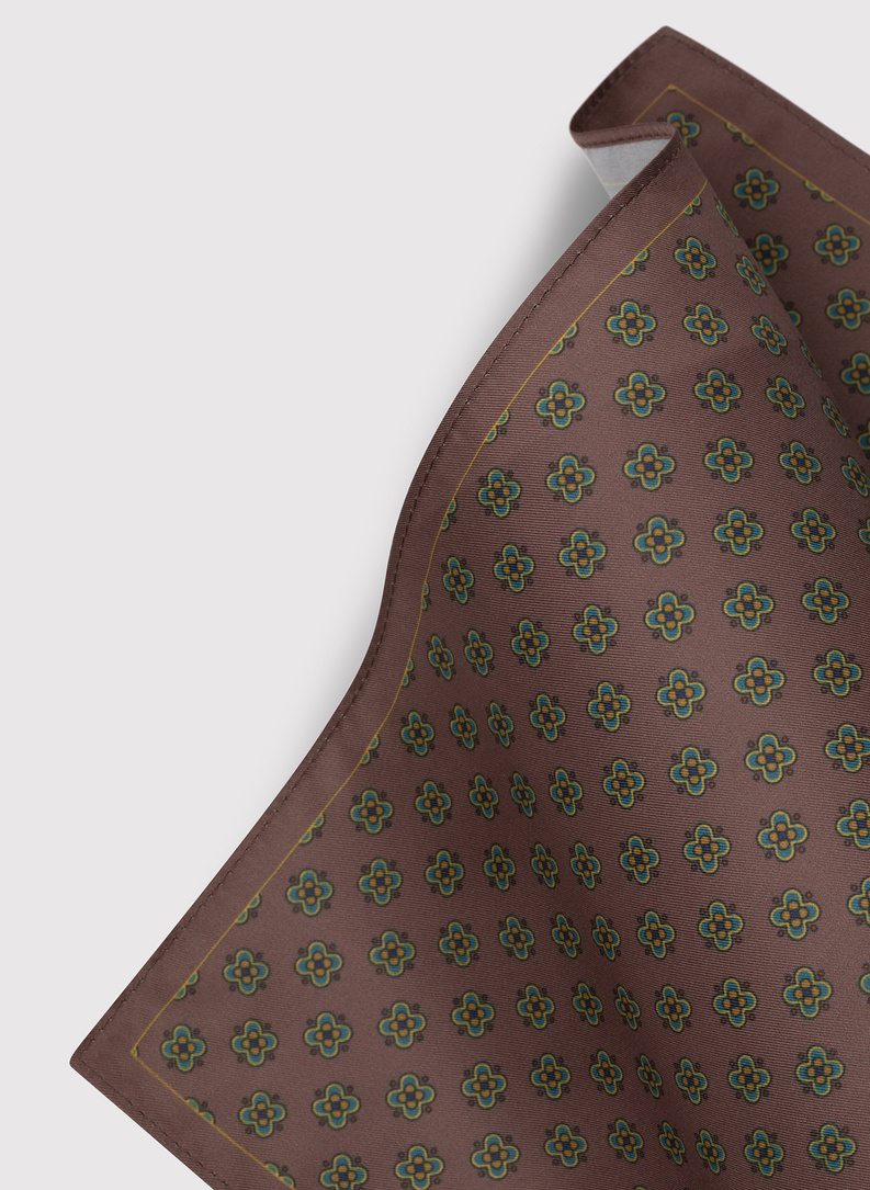 Brązowa poszetka męska z drobny wzór