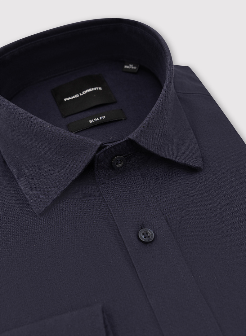 Granatowa koszula z lnem