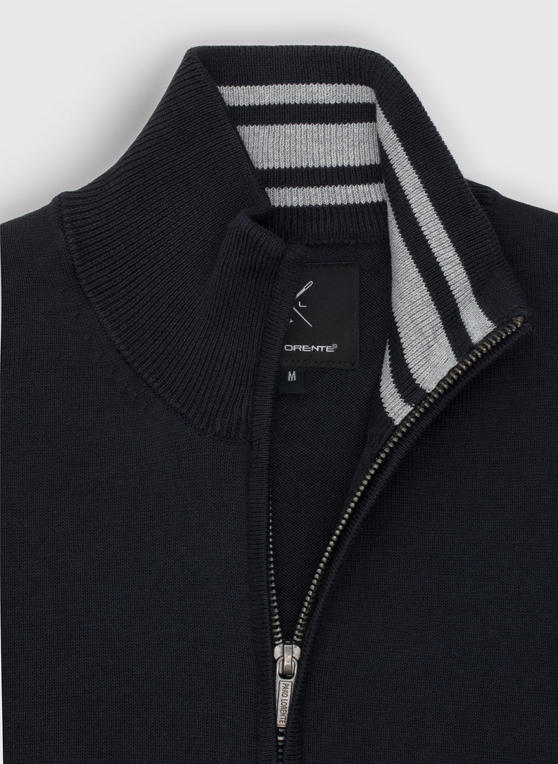 Czarny rozpinany sweter męski ze stójką