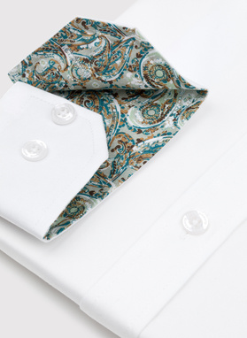 Biała koszula męska z kontrastowym wykończeniem