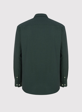 Gładka koszula męska zielona długi rękaw