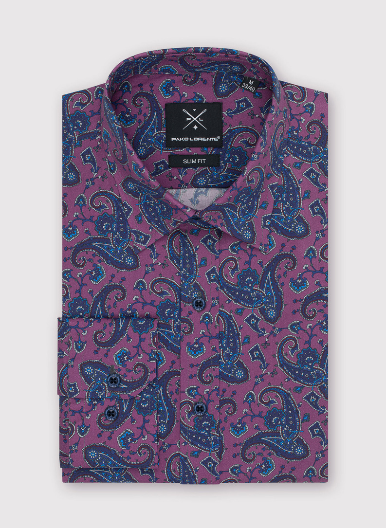 Fioletowa koszula we wzór paisley