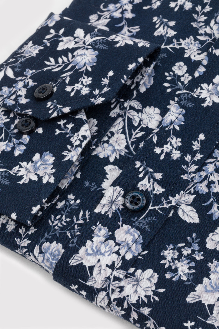 Granatowa kwiecista koszula