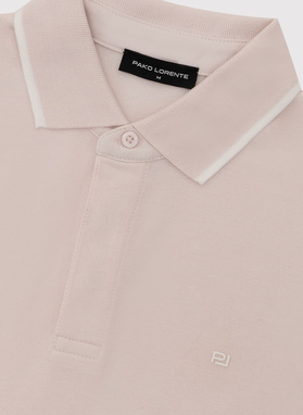 Różowy t-shirt polo z bawełną