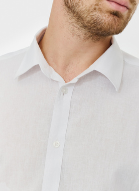 Biała koszula męska z lnu i bawełny