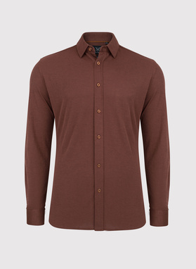Gładka taliowania koszula w kolorze brązowym