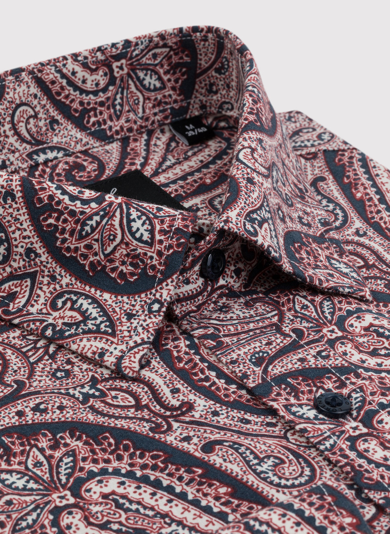 Męska bordowa koszula we wzór paisley
