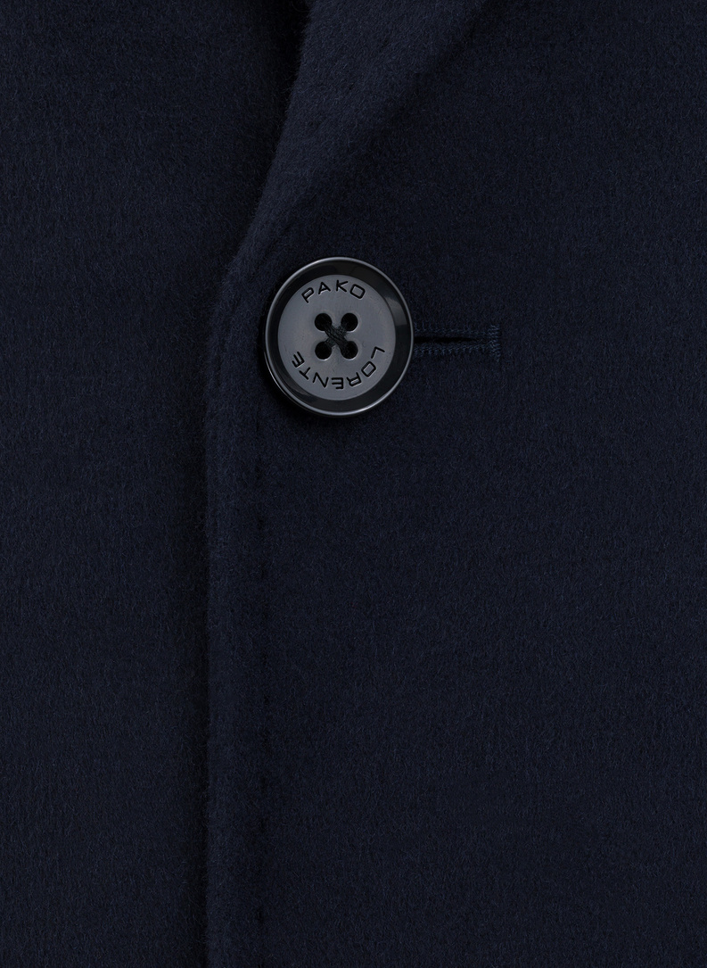 Męski granatowy płaszcz z wełną