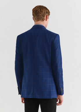 Granatowa marynarka casualowa w kratę